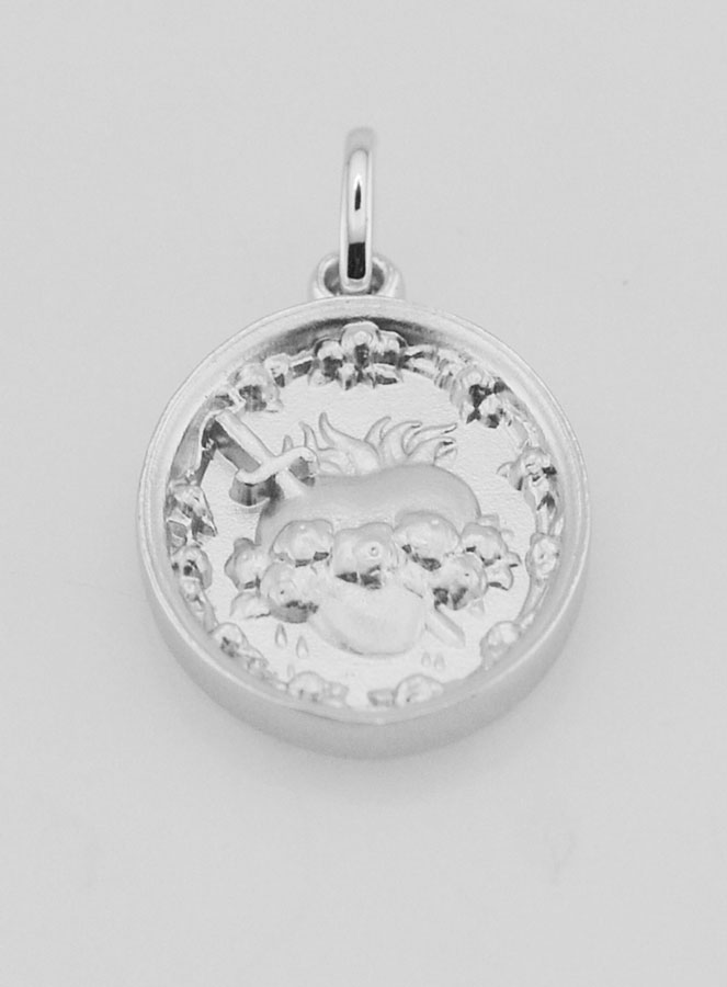 Médaille Argent Sacré Coeur de Marie - 19mm (pic 2)