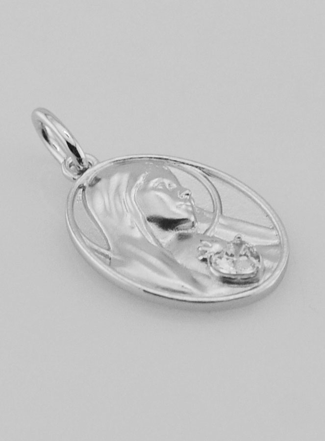 Médaille Argent & Zircon Sacré Coeur de Marie - 19mm (pic 3)