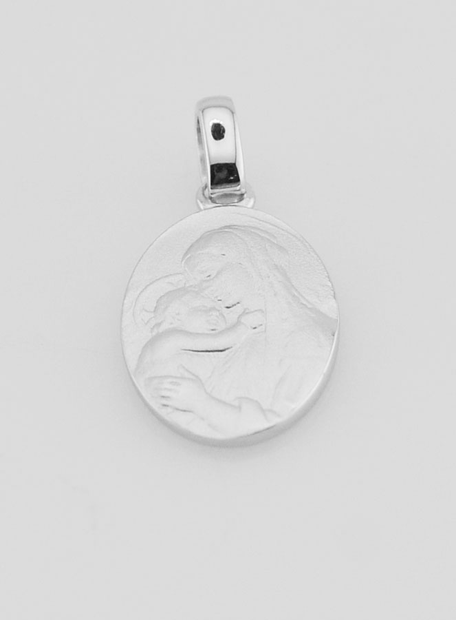 Médaille en Argent Vierge à l'Enfant - 18mm (pic 2)
