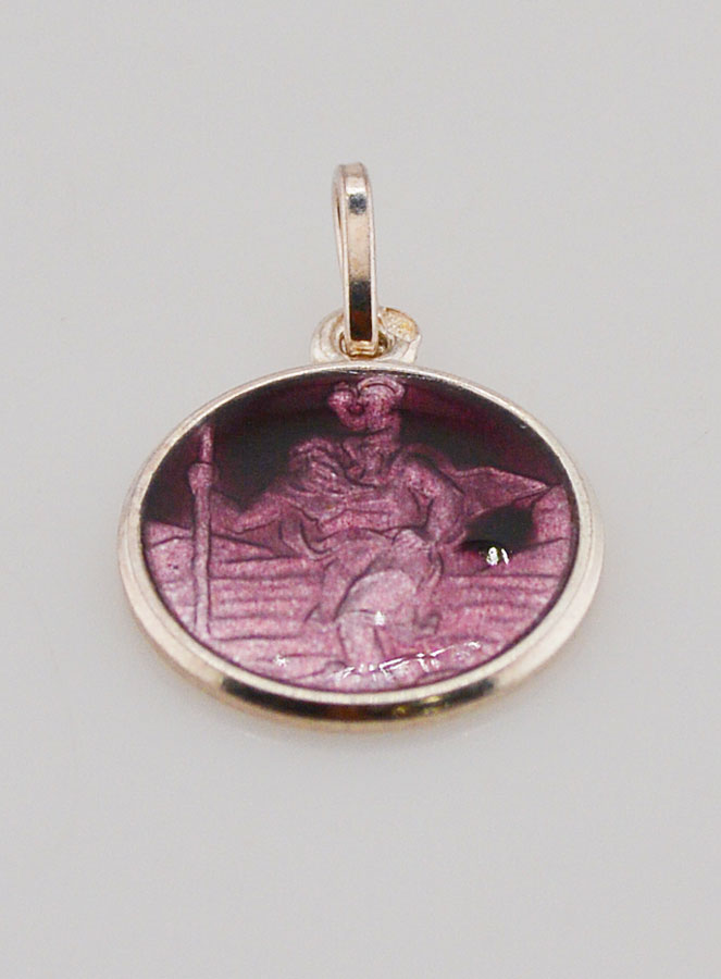 Médaille Saint Christophe en Argent & Email - 15mm (pic 2)