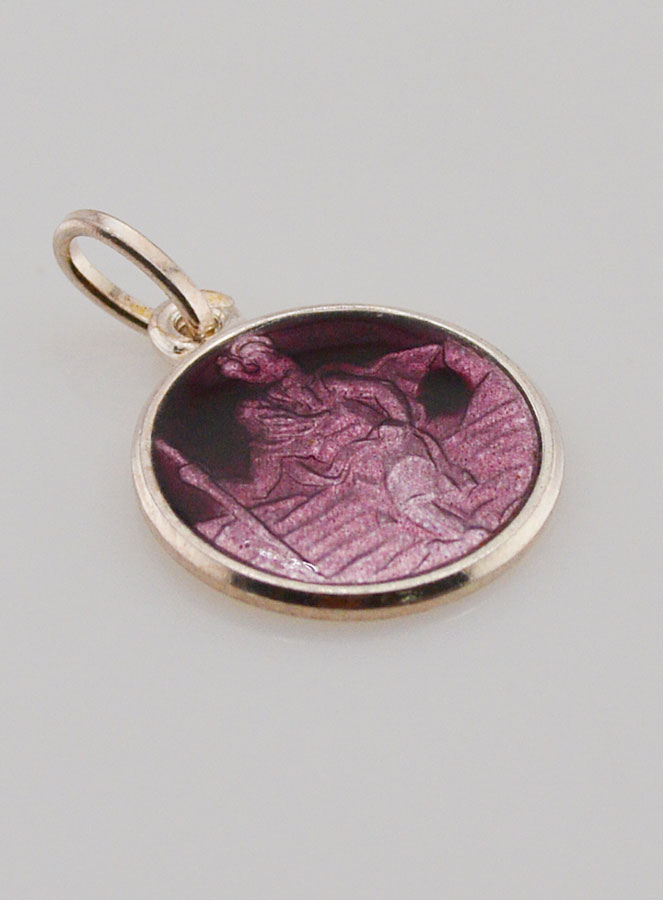 Médaille Saint Christophe en Argent & Email - 15mm (pic 3)