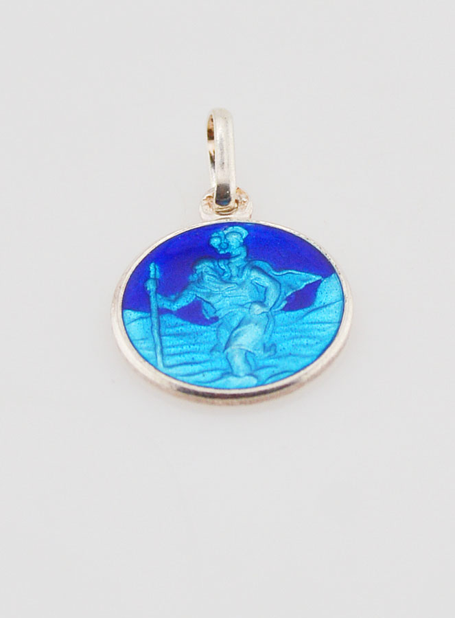 Médaille Saint Christophe en Argent & Email - 13mm (pic 2)