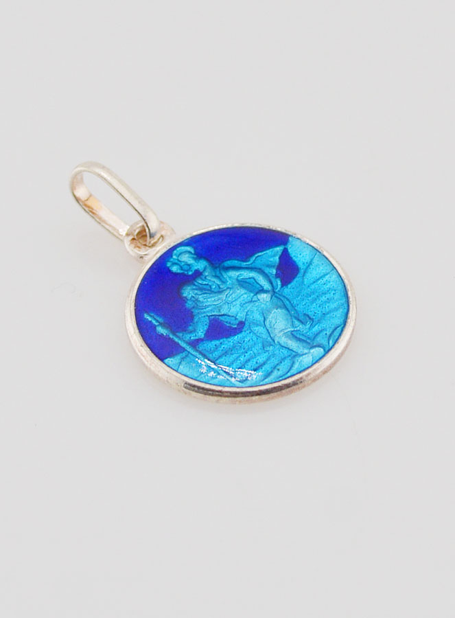 Médaille Saint Christophe en Argent & Email - 13mm (pic 3)