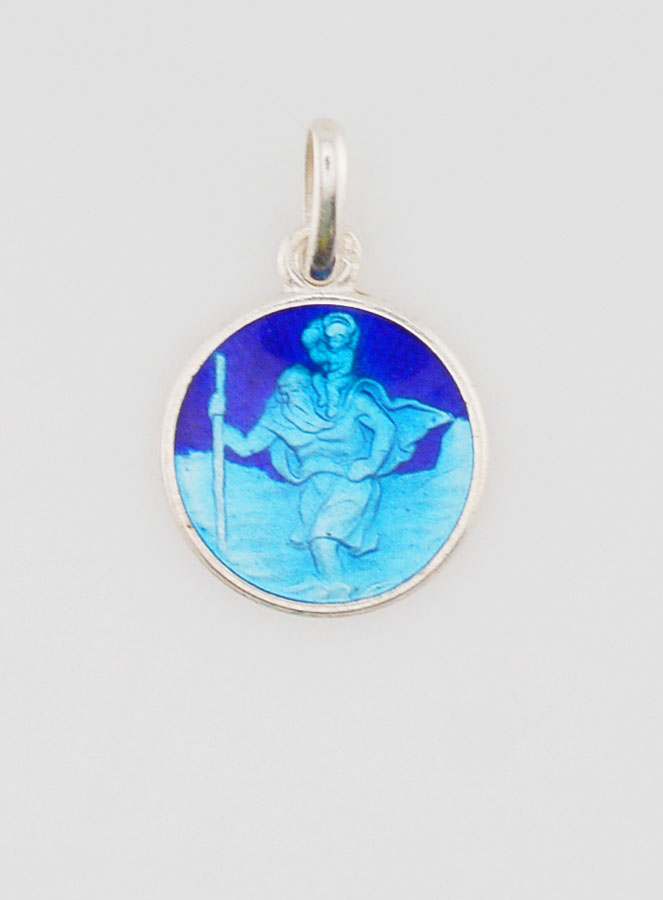 Médaille Saint Christophe en Argent & Email - 12mm (pic 1)