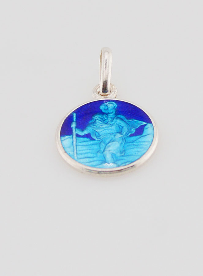Médaille Saint Christophe en Argent & Email - 12mm (pic 2)