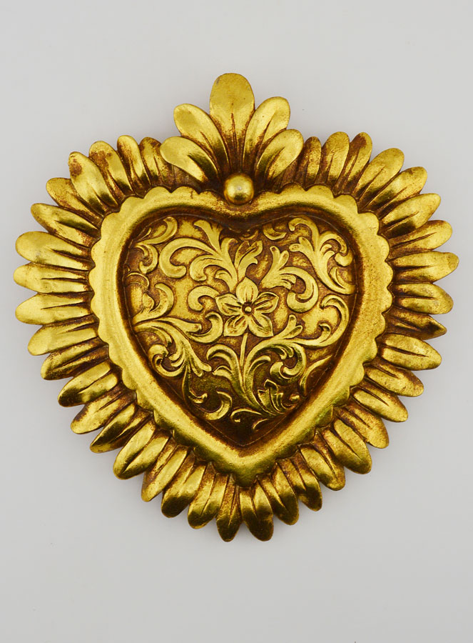 Ex Voto Mural Coeur Floral - 16cm (pic 1)