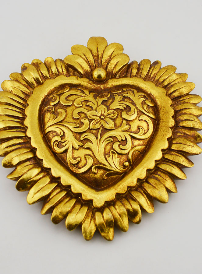 Ex Voto Mural Coeur Floral - 16cm (pic 2)