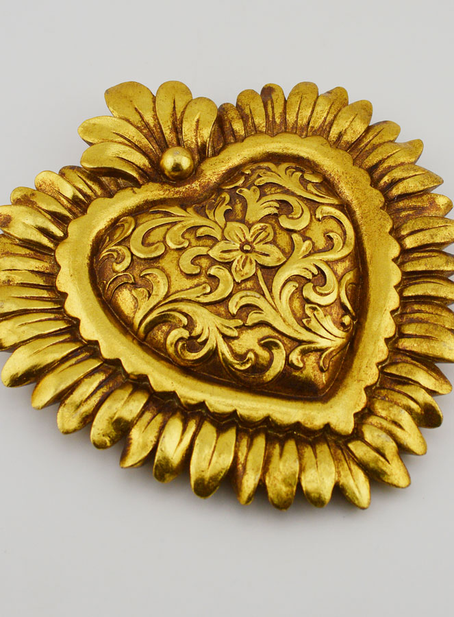Ex Voto Mural Coeur Floral - 16cm (pic 3)
