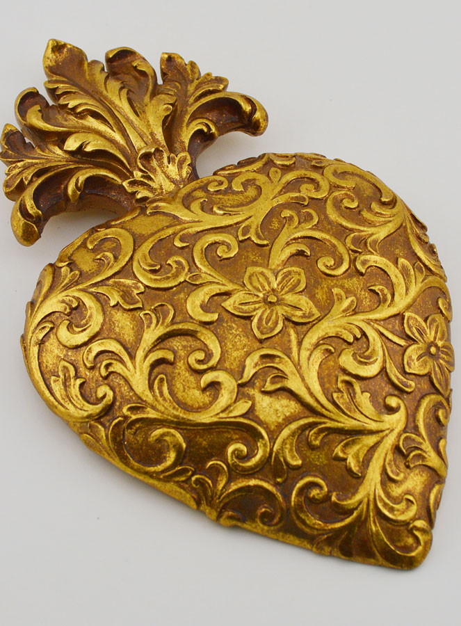 Ex Voto Mural Coeur En Fleurs - 18cm (pic 3)