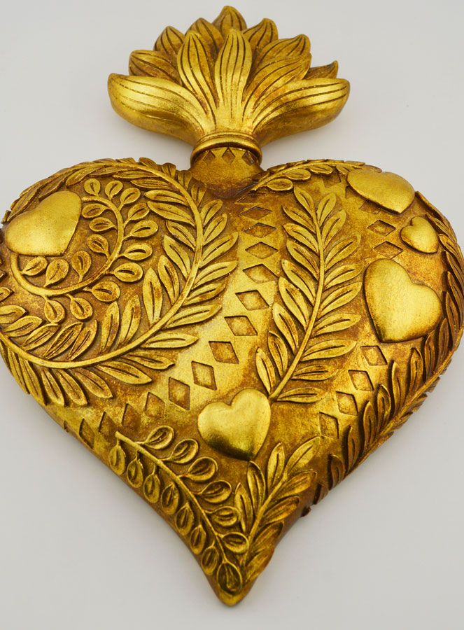 Ex Voto Mural Coeur Orné - 28cm (pic 2)
