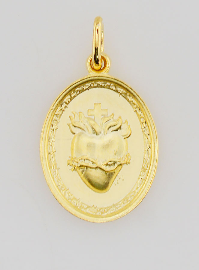 Médaille Plaqué Or  Sacré Coeur de Jésus - 19mm (pic 1)