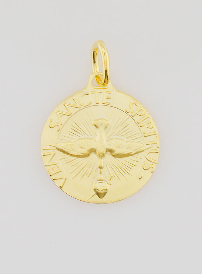 Médaille Plaqué Or Saint Esprit & Hymne - 18mm (pic 1)