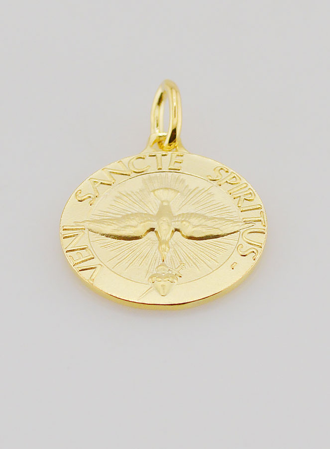 Médaille Plaqué Or Saint Esprit & Hymne - 18mm (pic 2)