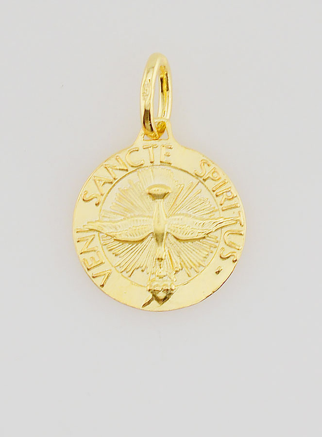 Médaille Plaqué Or Saint Esprit & Hymne - 14mm (pic 1)