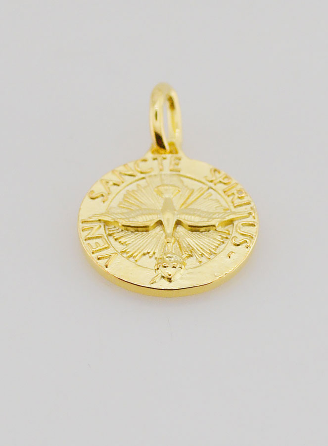 Médaille Plaqué Or Saint Esprit & Hymne - 14mm (pic 2)