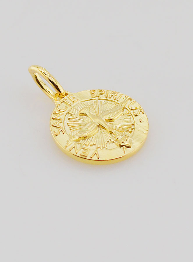 Médaille Plaqué Or Saint Esprit & Hymne - 14mm (pic 3)