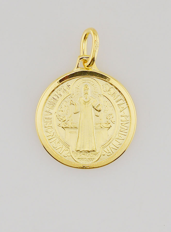Médaille Plaqué Or Saint Benoît Avec Bords - 18mm (pic 1)