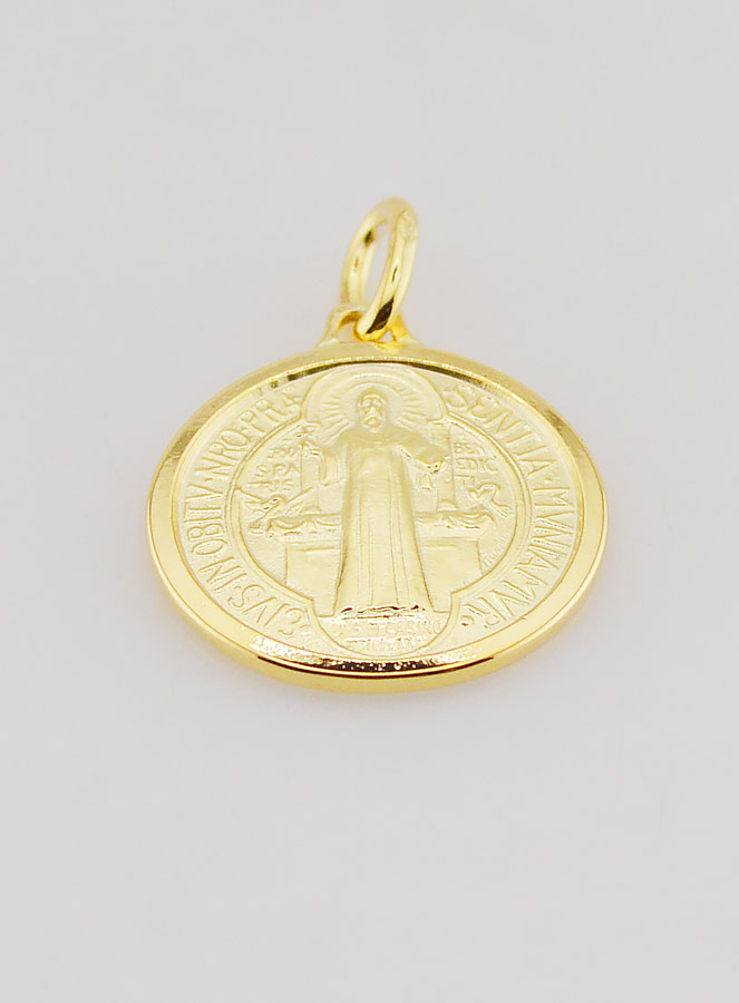 Médaille Plaqué Or Saint Benoît Avec Bords - 18mm (pic 2)