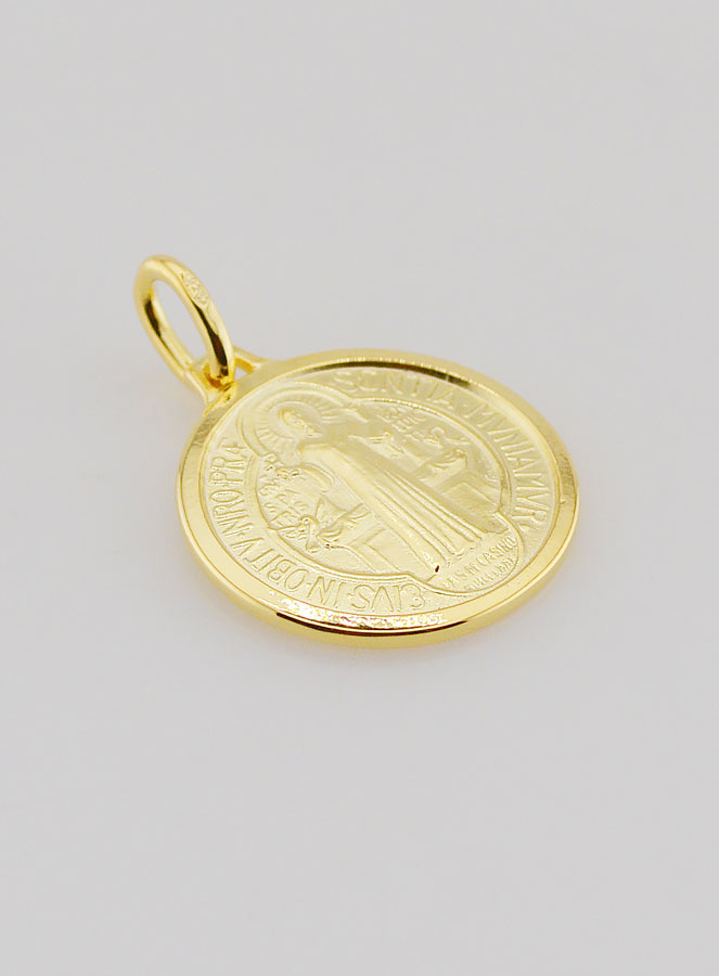 Médaille Plaqué Or Saint Benoît Avec Bords - 18mm (pic 3)