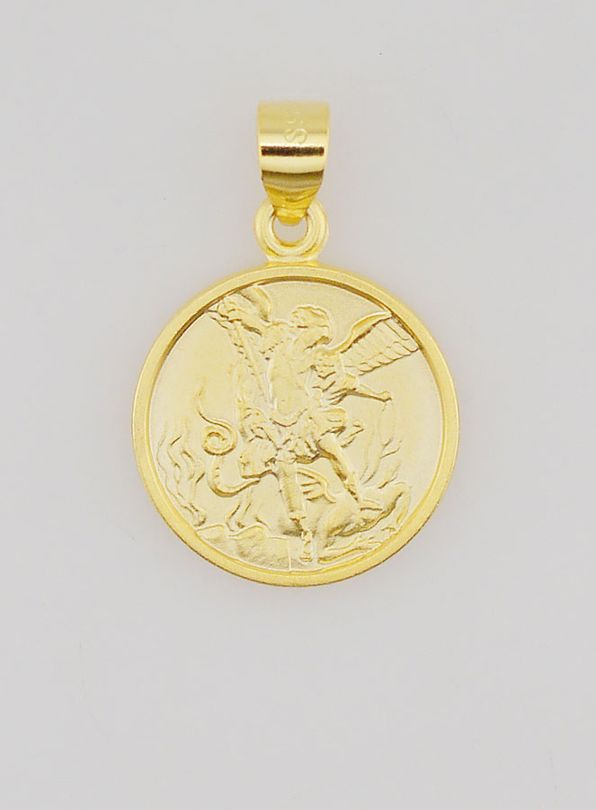 Médaille Plaqué Or & Bord St Michel Archange - 14mm (pic 1)