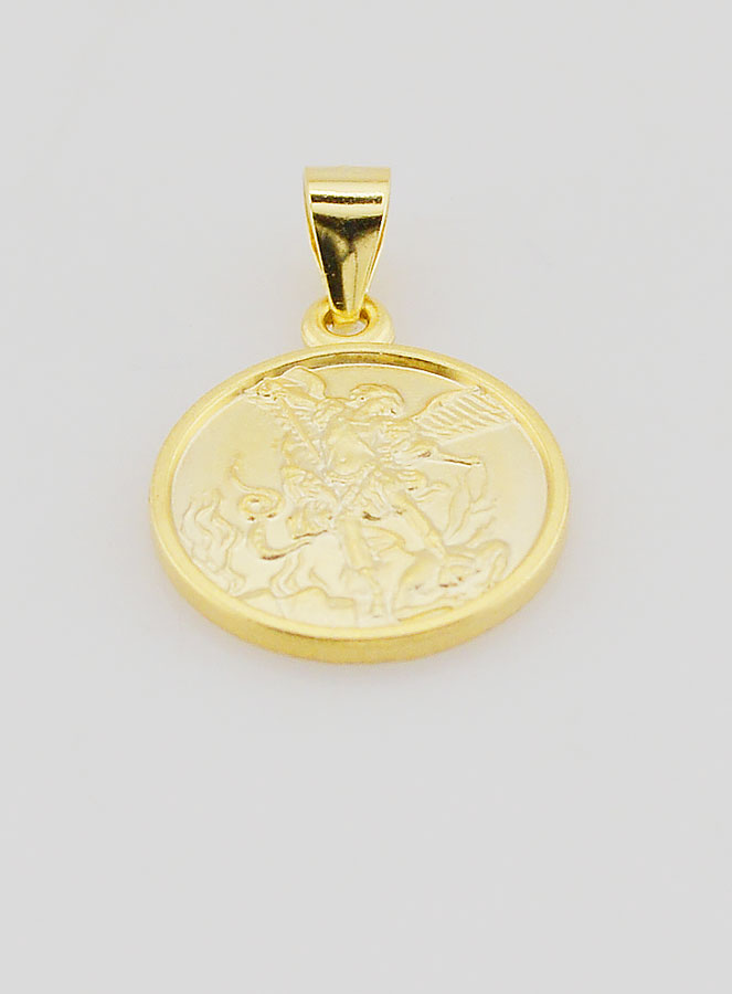 Médaille Plaqué Or & Bord St Michel Archange - 14mm (pic 2)