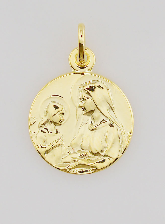 Médaille Sainte Anne et la Vierge Marie en Plaqué Or - 16 mm (pic 1)