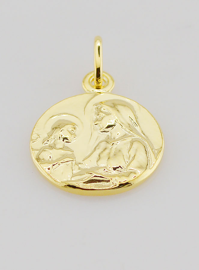 Médaille Sainte Anne et la Vierge Marie en Plaqué Or - 16 mm (pic 2)