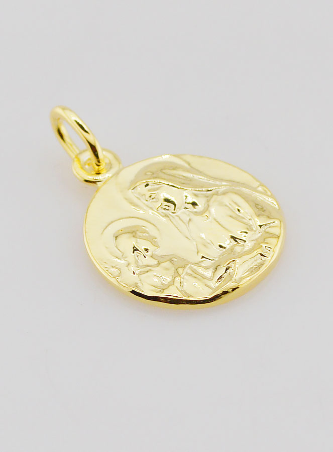 Médaille Sainte Anne et la Vierge Marie en Plaqué Or - 16 mm (pic 3)