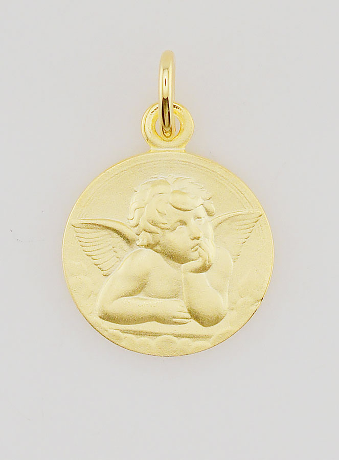 Médaille Plaqué Or 16mm - Ange Raphaël (pic 1)