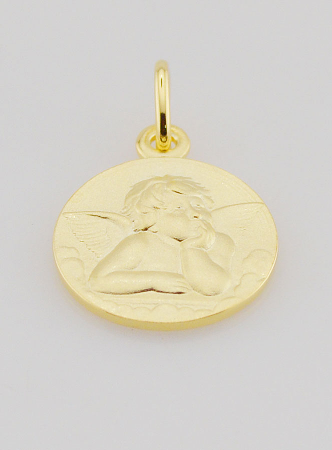 Médaille Plaqué Or 16mm - Ange Raphaël (pic 2)