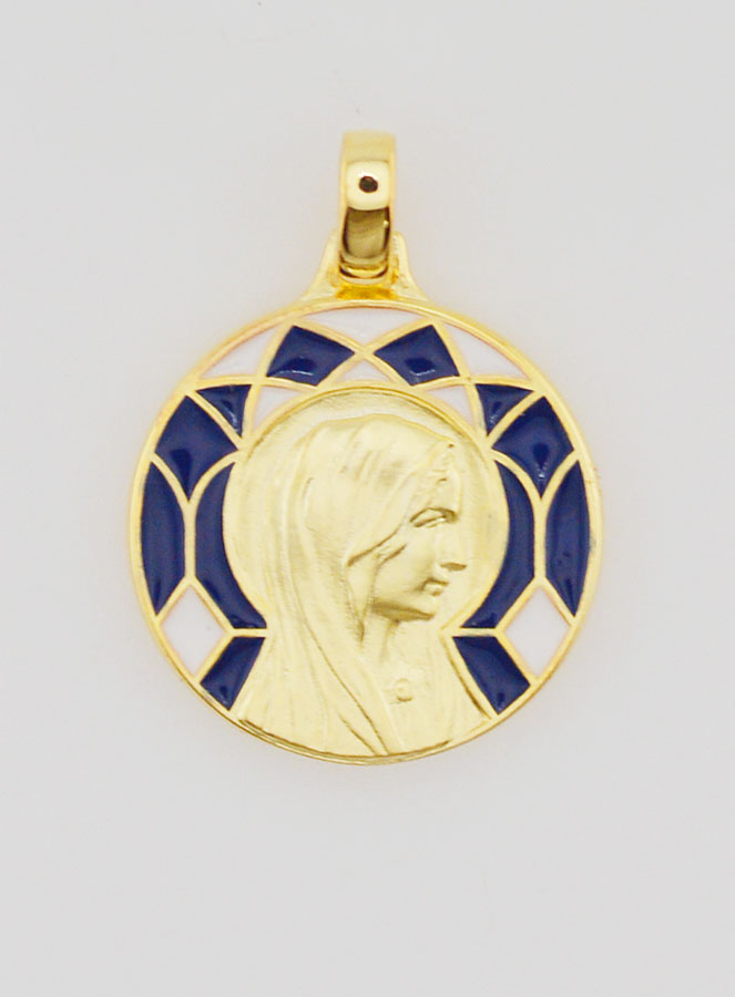 Médaille Vierge Marie & Lourdes Double Face - 18mm (pic 1)