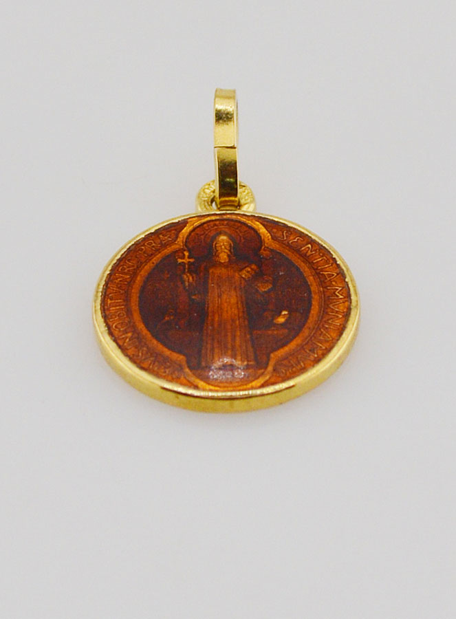 Médaille Plaqué Or & Email Saint Benoît - 13mm (pic 2)