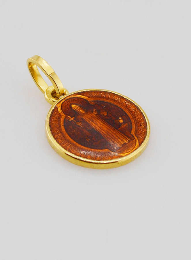 Médaille Plaqué Or & Email Saint Benoît - 13mm (pic 3)