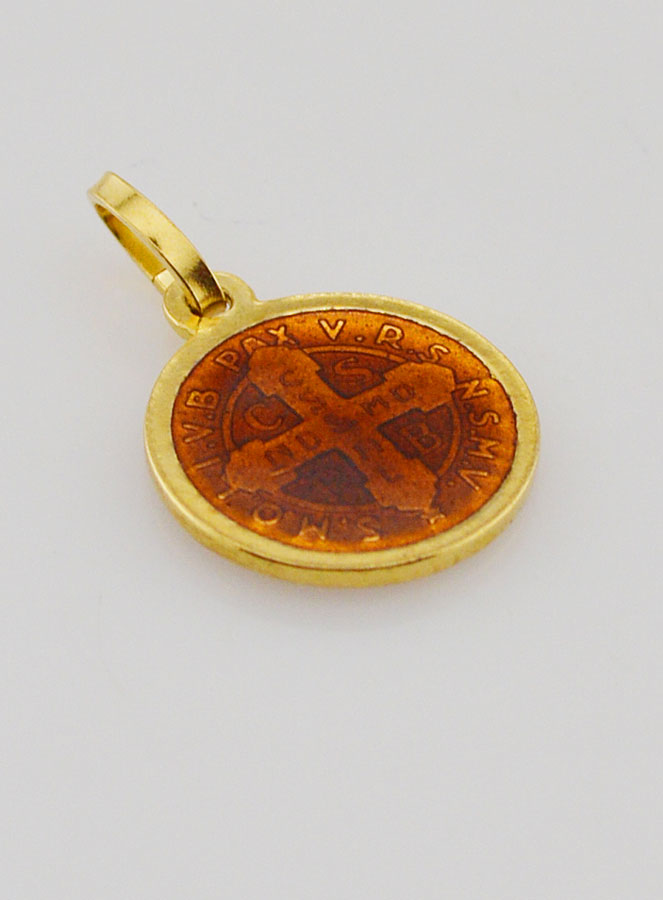 Médaille Plaqué Or & Email Saint Benoît - 13mm (pic 4)