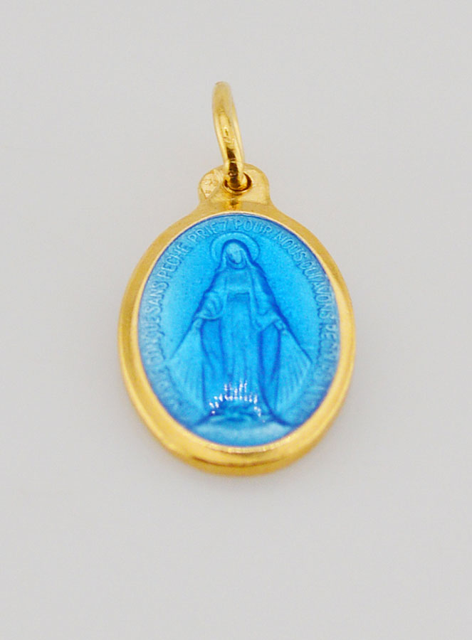Médaille Miraculeuse en Argent Doré & Email - 17mm (pic 2)