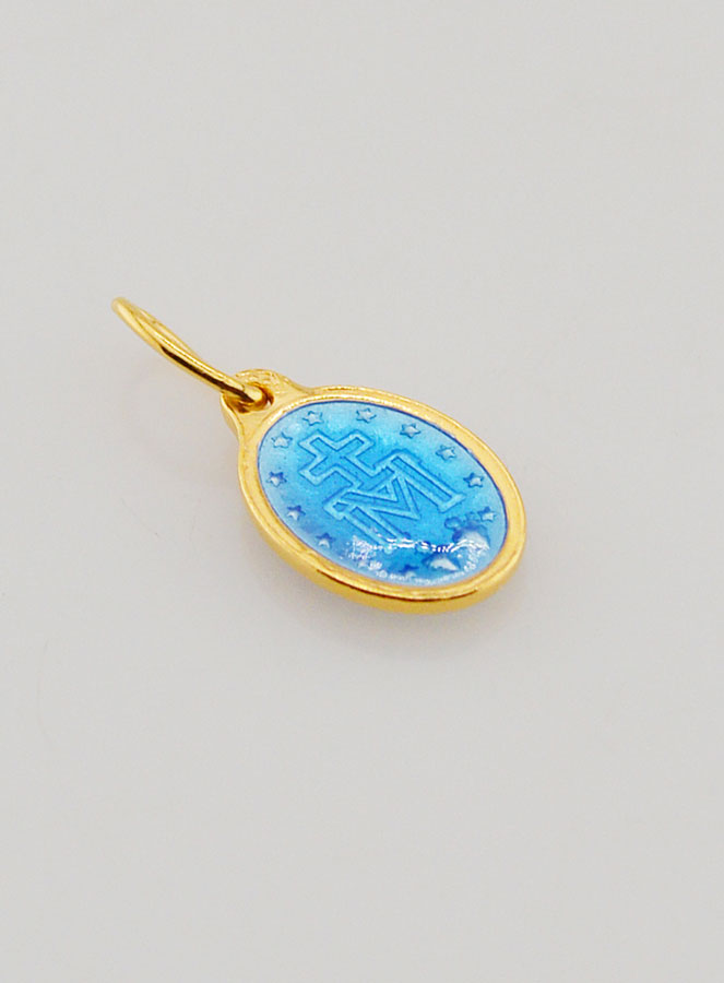 Médaille Miraculeuse en Argent Doré & Email - 10mm (pic 4)