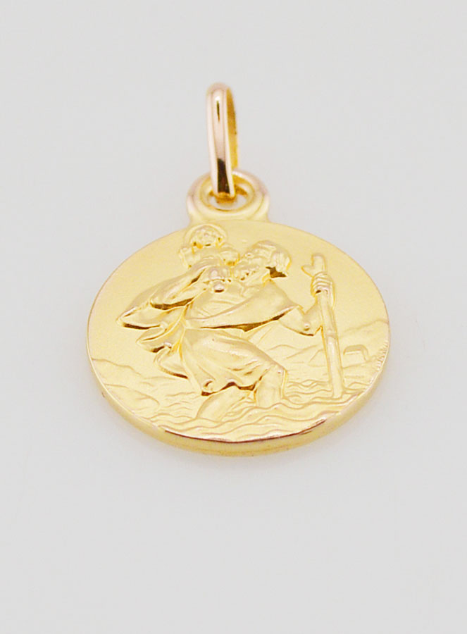 Médaille Plaqué Or Saint Christophe - 14mm (pic 2)
