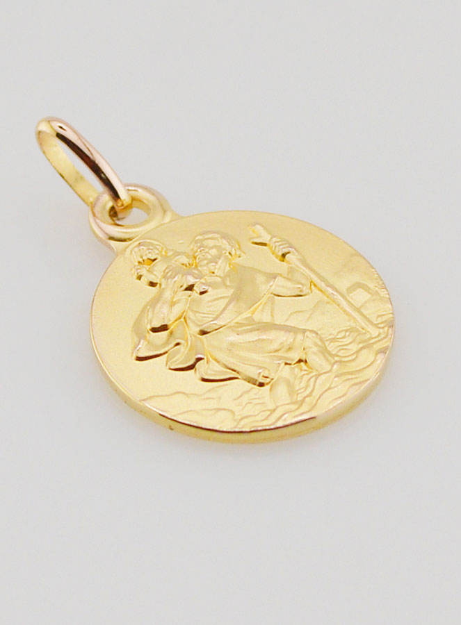 Médaille Plaqué Or Saint Christophe - 14mm (pic 3)