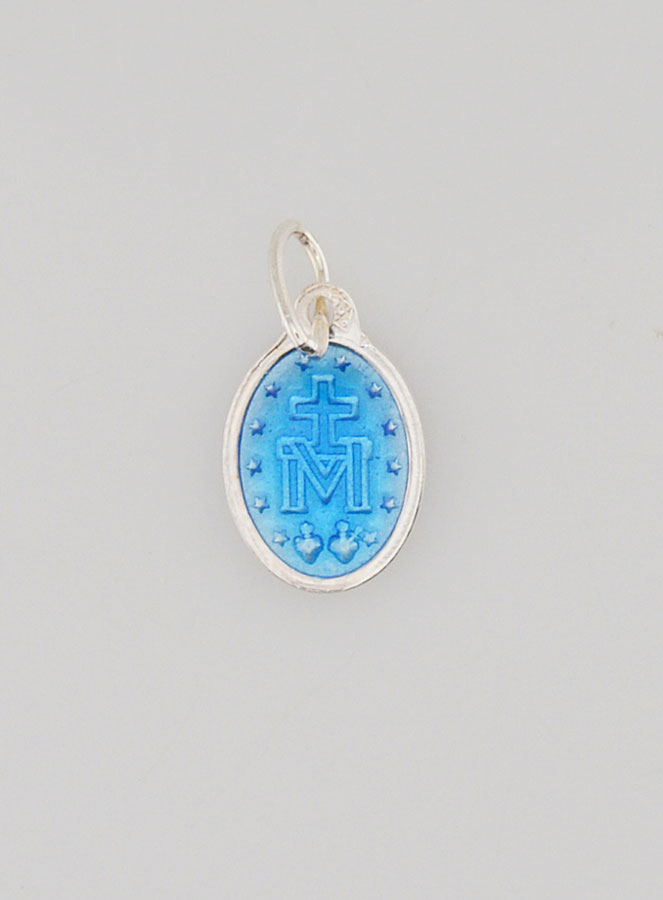 Médaille Miraculeuse Agent & Email Bleu - 10mm (pic 2)
