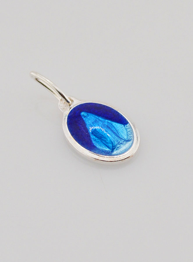 Médaille Miraculeuse Agent & Email Bleu - 10mm (pic 3)