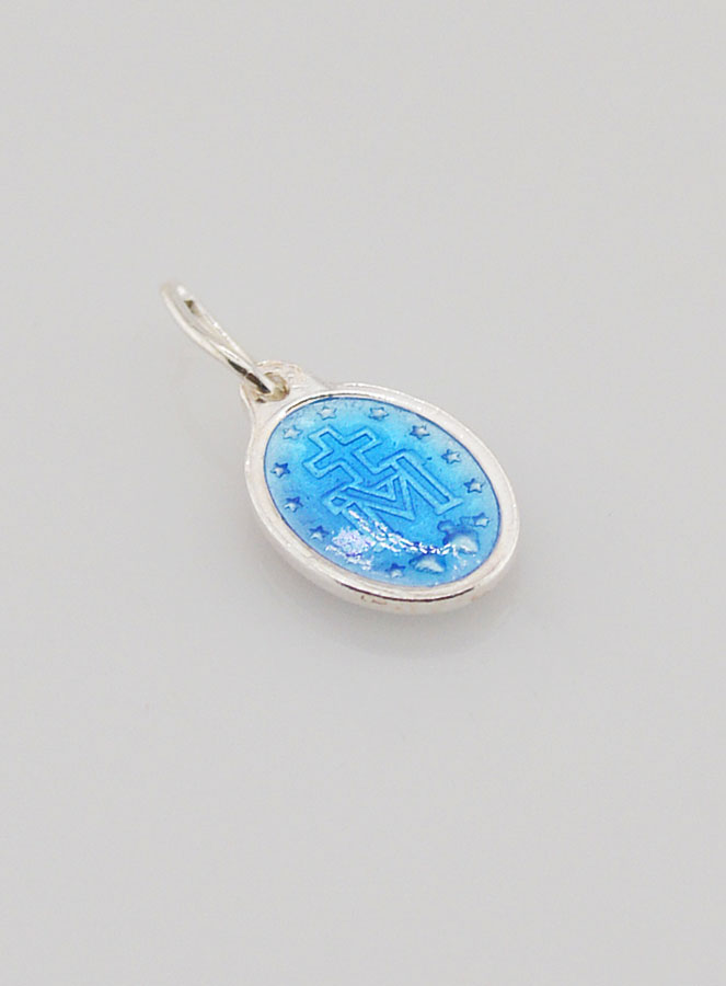 Médaille Miraculeuse Agent & Email Bleu - 10mm (pic 4)