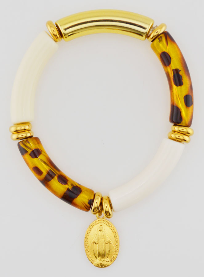 Bracelet Religieux Médaille Miraculeuse - Léopard (pic 1)