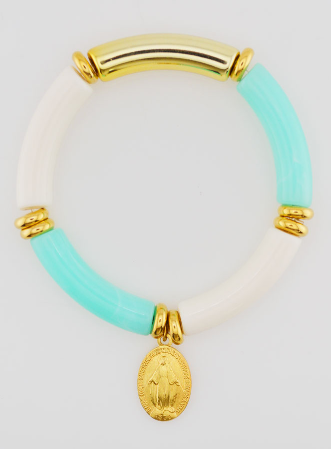 Bracelet Religieux Médaille Miraculeuse - Turquoise (pic 1)
