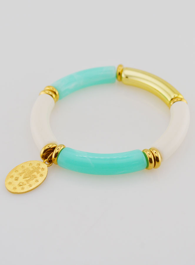 Bracelet Religieux Médaille Miraculeuse - Turquoise (pic 4)
