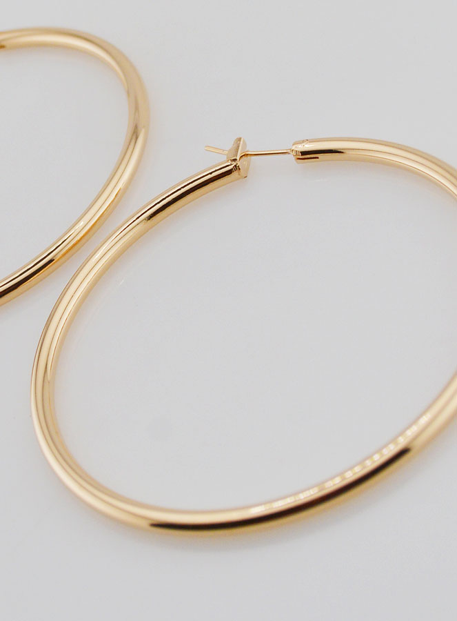 Créoles Tube 3mm en Plaqué Or - 60mm (pic 4)