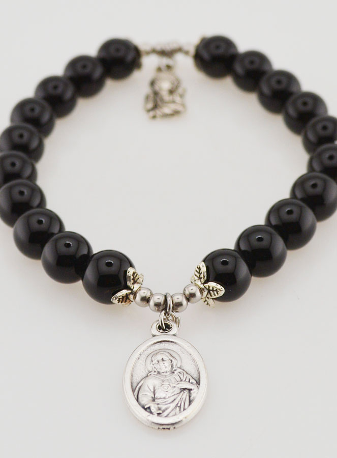Bracelet en Agate Noire 8mm - ND du Mont Carmel (pic 2)