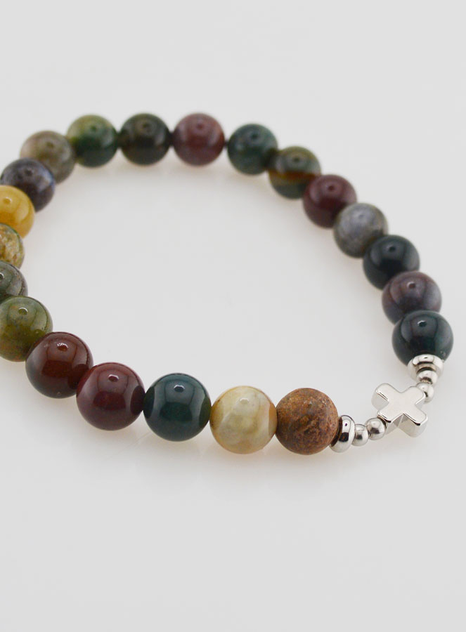 Bracelet Religieux Agate Indienne 8mm & Croix (pic 4)