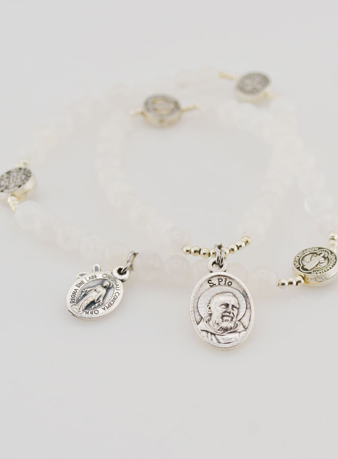 Chapelet en Pierres de Lune - St Benoît & Padre Pio (pic 3)