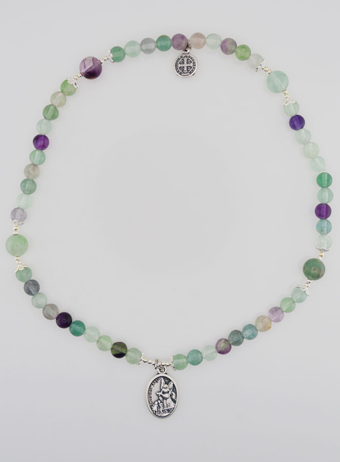 Bracelet Chapelet en Fluorite - Saint Michel & Saint Benoît (pic 1)