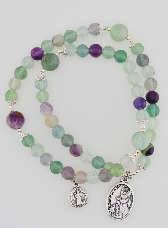 Bracelet Chapelet en Fluorite - Saint Michel & Saint Benoît (pic 2)